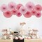 Hanging Paper Fans Party Set, Round Pattern Paper Garlands Decoration for Birthday Baby Girl Shower Graduation Bachelorette Valentine's Day, Set of 6 (Pink)